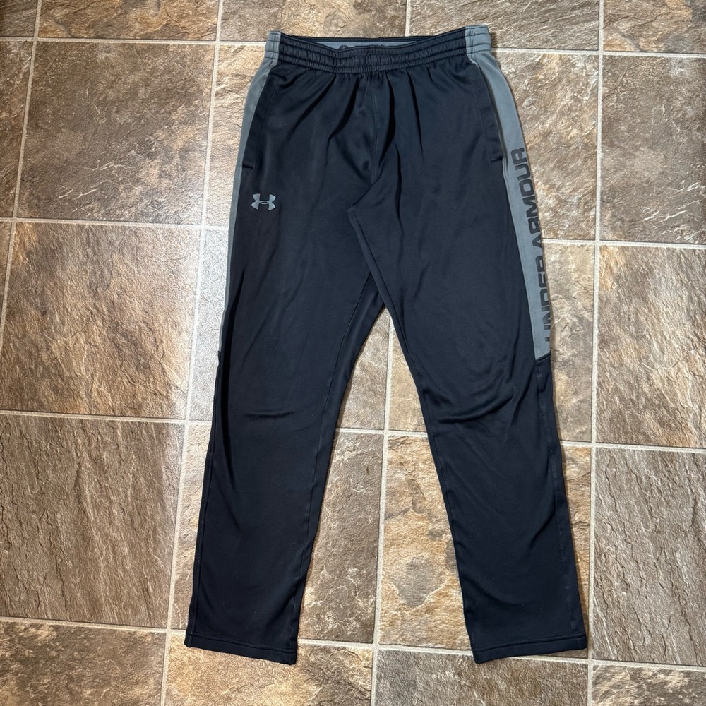 Under Armour Pants Mens Small Black Gray White Brawler Loose Fit Athleisure